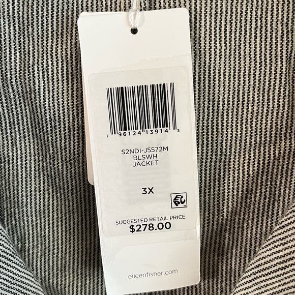 Eileen Fisher Jacket Black & White Stripe Ticking Stripe Jacket Sz 3X NWT Button - Picture 13 of 13
